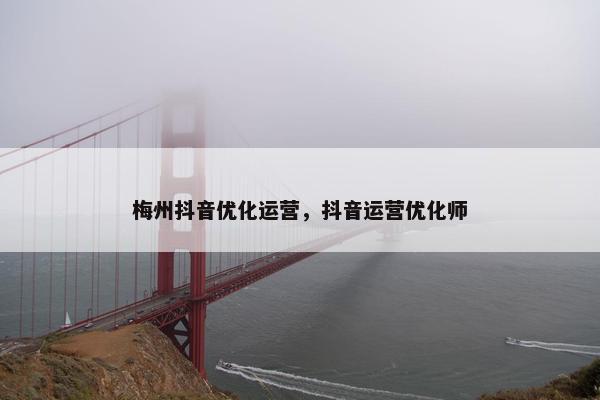 梅州抖音优化运营，抖音运营优化师