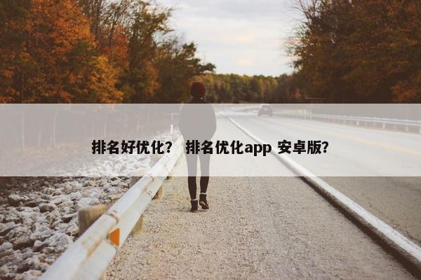 排名好优化？ 排名优化app 安卓版？