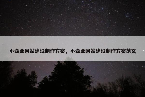 小企业网站建设制作方案，小企业网站建设制作方案范文