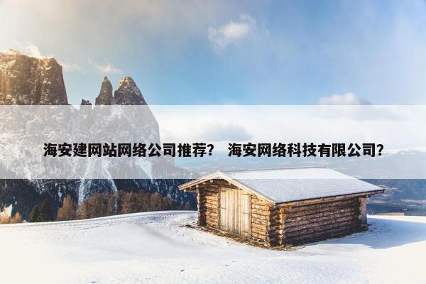 海安建网站网络公司推荐？ 海安网络科技有限公司？