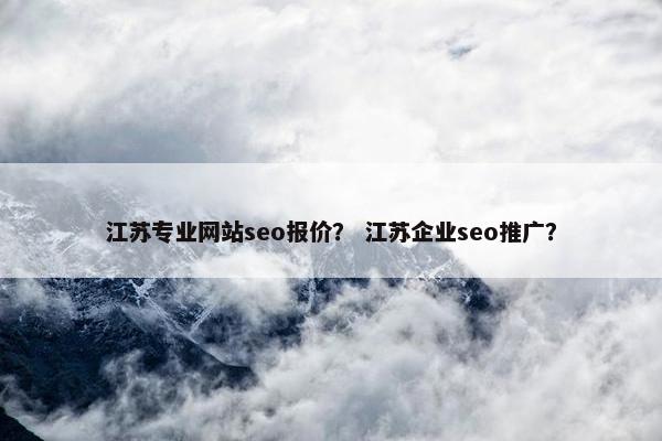 江苏专业网站seo报价？ 江苏企业seo推广？