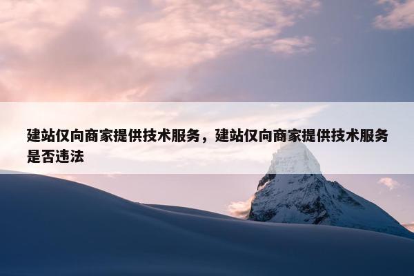 建站仅向商家提供技术服务，建站仅向商家提供技术服务是否违法