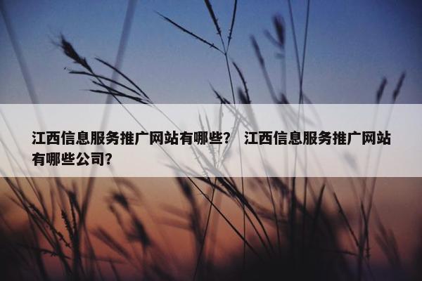 江西信息服务推广网站有哪些？ 江西信息服务推广网站有哪些公司？