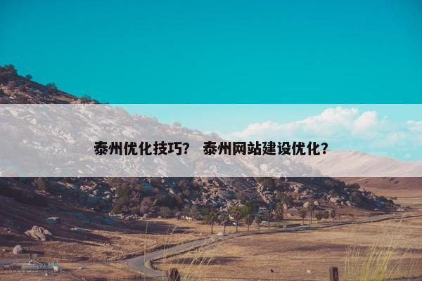 泰州优化技巧？ 泰州网站建设优化？