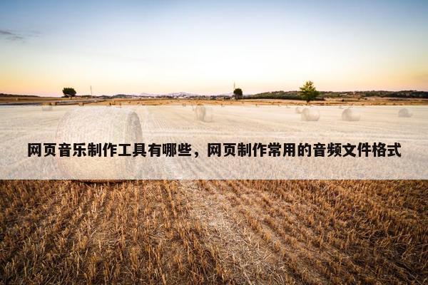 网页音乐制作工具有哪些，网页制作常用的音频文件格式