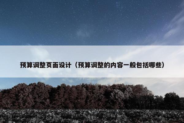 预算调整页面设计（预算调整的内容一般包括哪些）