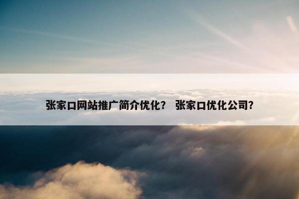 张家口网站推广简介优化？ 张家口优化公司？