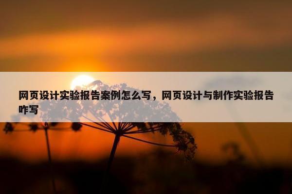 网页设计实验报告案例怎么写，网页设计与制作实验报告咋写