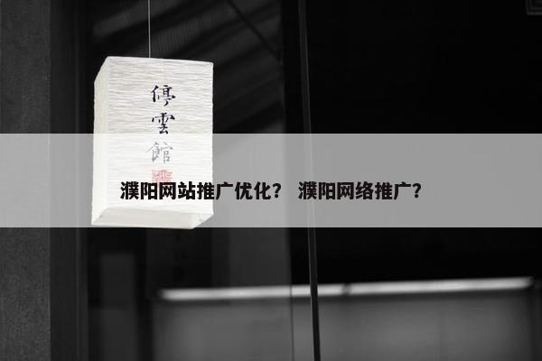 濮阳网站推广优化？ 濮阳网络推广？