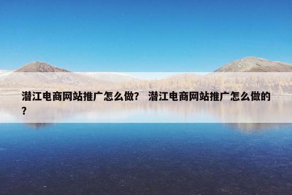潜江电商网站推广怎么做？ 潜江电商网站推广怎么做的？