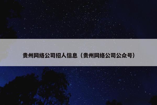 贵州网络公司招人信息（贵州网络公司公众号）