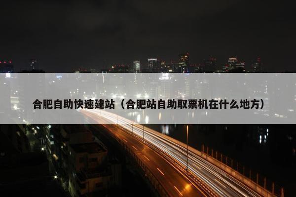 合肥自助快速建站（合肥站自助取票机在什么地方）