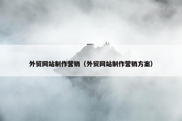外贸网站制作营销（外贸网站制作营销方案）