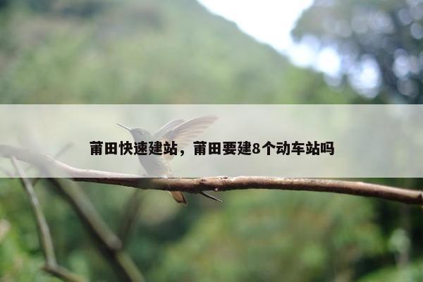 莆田快速建站，莆田要建8个动车站吗