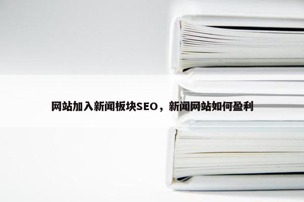网站加入新闻板块SEO，新闻网站如何盈利