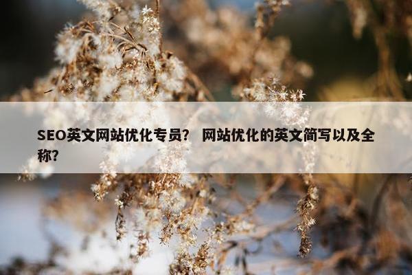 SEO英文网站优化专员？ 网站优化的英文简写以及全称？