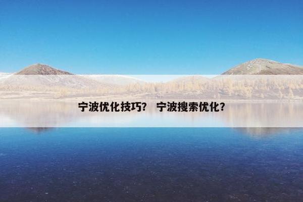宁波优化技巧？ 宁波搜索优化？