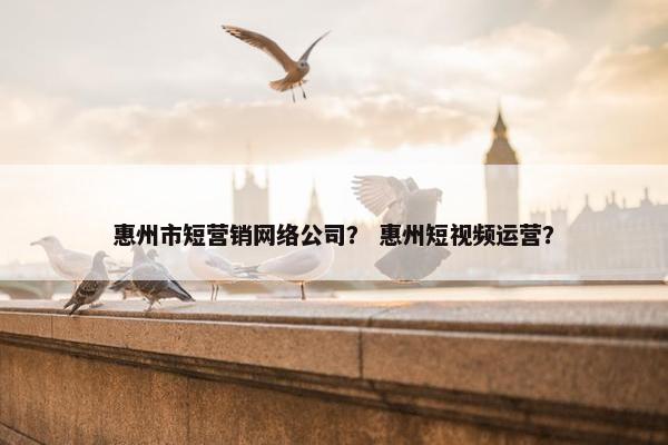 惠州市短营销网络公司？ 惠州短视频运营？