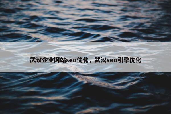 武汉企业网站seo优化，武汉seo引擎优化