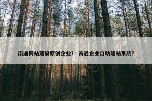 南通网站建设原创企业？ 南通企业自助建站系统？