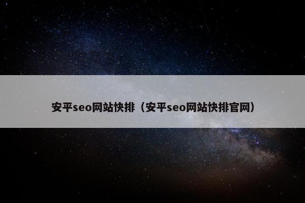 安平seo网站快排（安平seo网站快排官网）