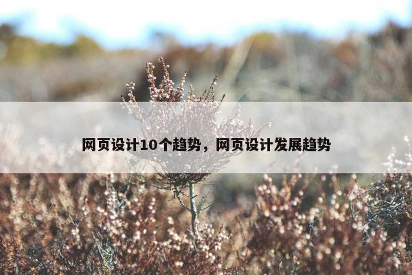 网页设计10个趋势，网页设计发展趋势