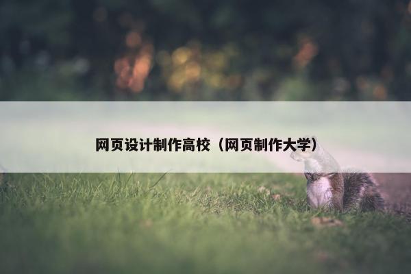 网页设计制作高校（网页制作大学）