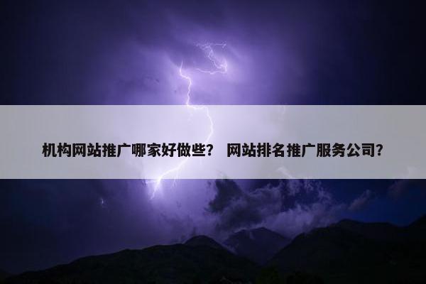 机构网站推广哪家好做些？ 网站排名推广服务公司？