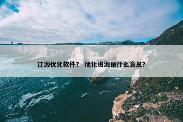 辽源优化软件？ 优化资源是什么意思？
