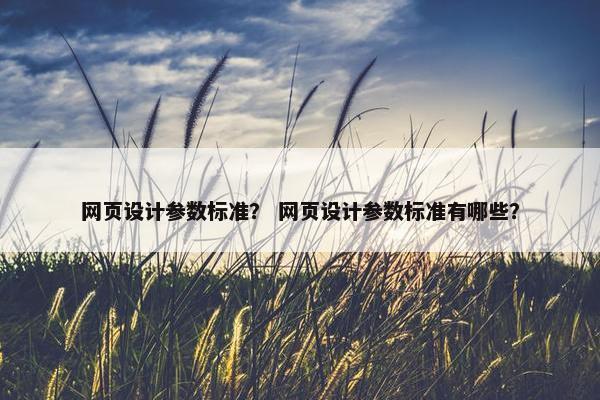 网页设计参数标准？ 网页设计参数标准有哪些？