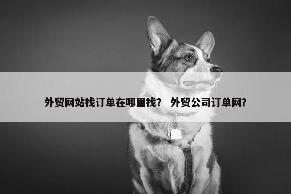 外贸网站找订单在哪里找？ 外贸公司订单网？