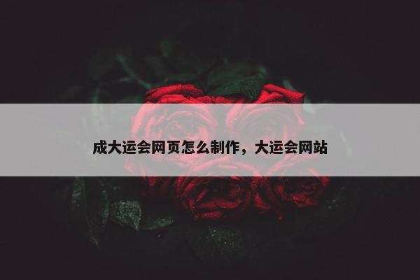 成大运会网页怎么制作，大运会网站