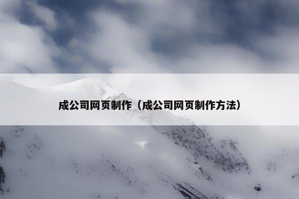 成公司网页制作（成公司网页制作方法）