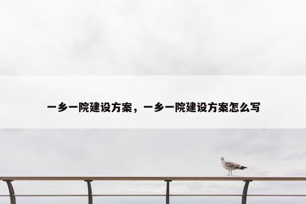 一乡一院建设方案，一乡一院建设方案怎么写
