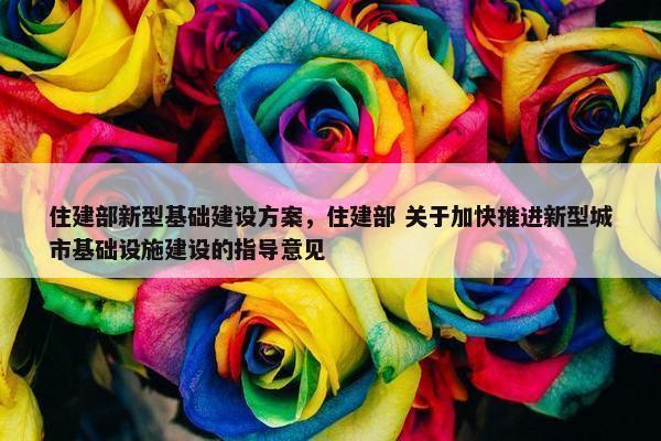 住建部新型基础建设方案，住建部 关于加快推进新型城市基础设施建设的指导意见
