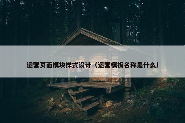 运营页面模块样式设计（运营模板名称是什么）