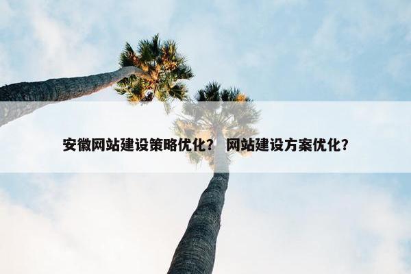 安徽网站建设策略优化？ 网站建设方案优化？