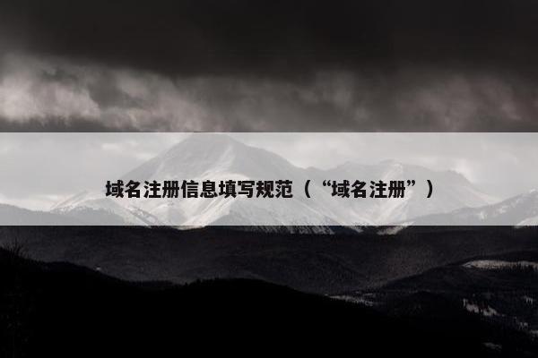 域名注册信息填写规范（“域名注册”）