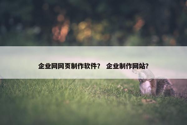 企业网网页制作软件？ 企业制作网站？