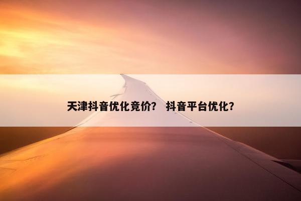 天津抖音优化竞价？ 抖音平台优化？