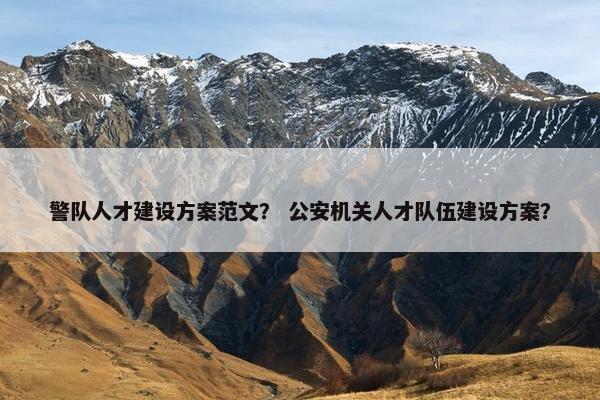 警队人才建设方案范文？ 公安机关人才队伍建设方案？