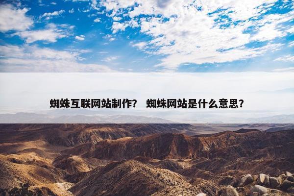蜘蛛互联网站制作？ 蜘蛛网站是什么意思？