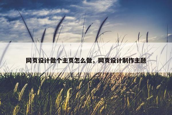 网页设计做个主页怎么做，网页设计制作主题