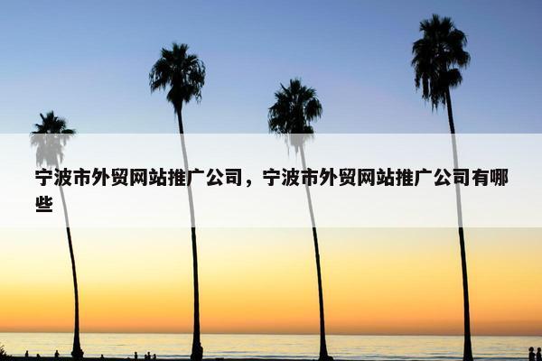 宁波市外贸网站推广公司，宁波市外贸网站推广公司有哪些