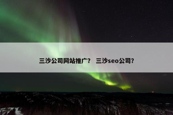三沙公司网站推广？ 三沙seo公司？