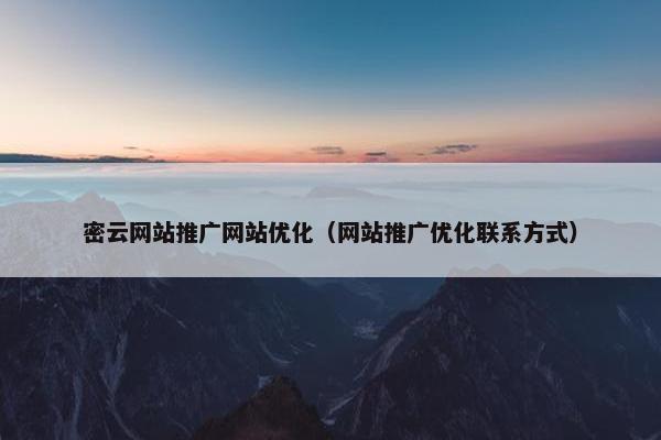 密云网站推广网站优化（网站推广优化联系方式）