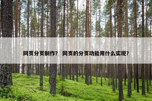 网页分页制作？ 网页的分页功能用什么实现？