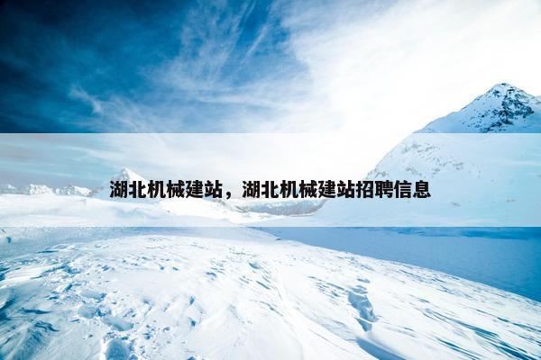 湖北机械建站，湖北机械建站招聘信息