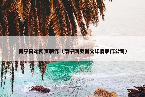 南宁高端网页制作（南宁网页图文详情制作公司）
