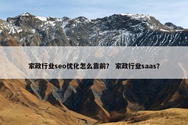 家政行业seo优化怎么靠前？ 家政行业saas？
